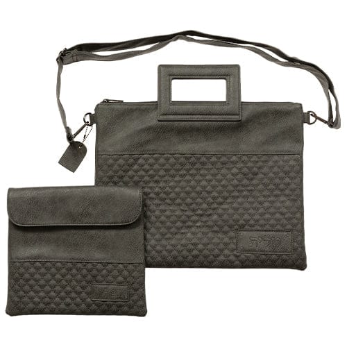 Pu Fabric Talit & Tefilin Set 38*31 Cm With Handles- Gray Tallit and Tefillin Bags 