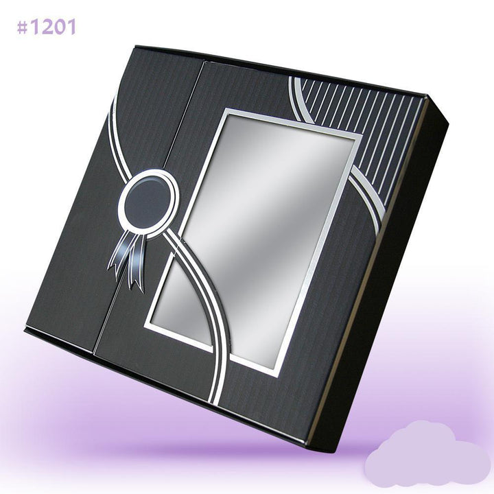 Purim Boxes - 17 Deluxe Designs Mishloach Manot Black Box with Window 