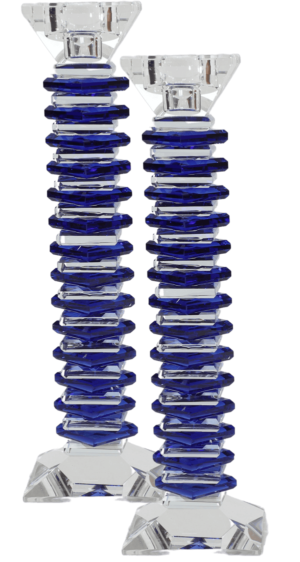 Blue & Clear Crystal Candle Sticks 11"-0