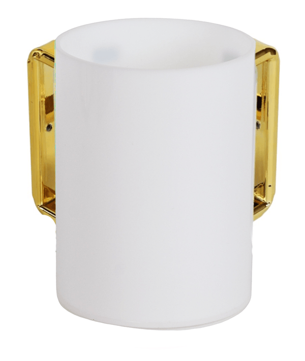 Acrylic Washing Cup White With Gold Handles-0