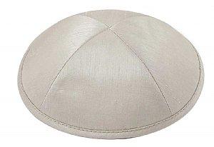 Raw Silk Imprinted Kippot - Grey 