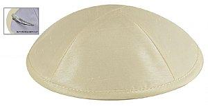 Raw Silk Imprinted Kippot - Ivory 