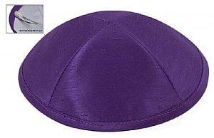 Raw Silk Imprinted Kippot - Medium Purple 