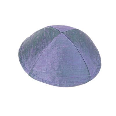 Raw Silk Kippah - Blue 