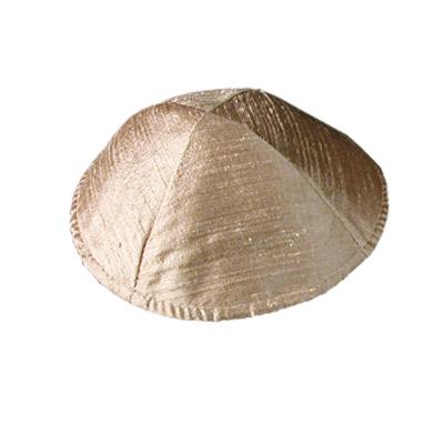 Raw Silk Kippah - Brown 