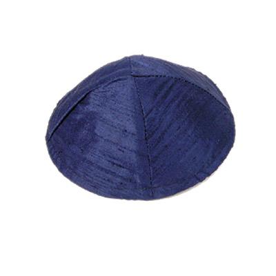 Raw Silk Kippah - Dark Blue 