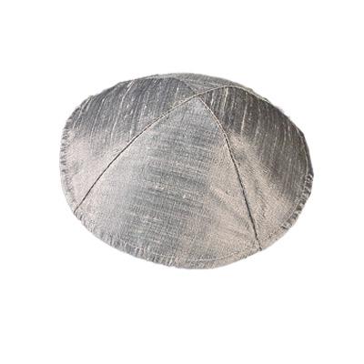 Raw Silk Kippah - Gray 