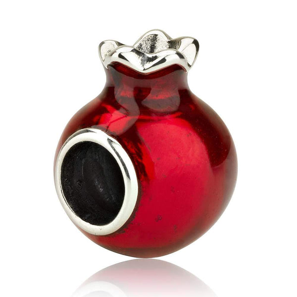 Red Enamel Symbolic Bead Charm Pomegranate Shaped Israel Holy Land Jewelry Gift Jewish Jewelry 