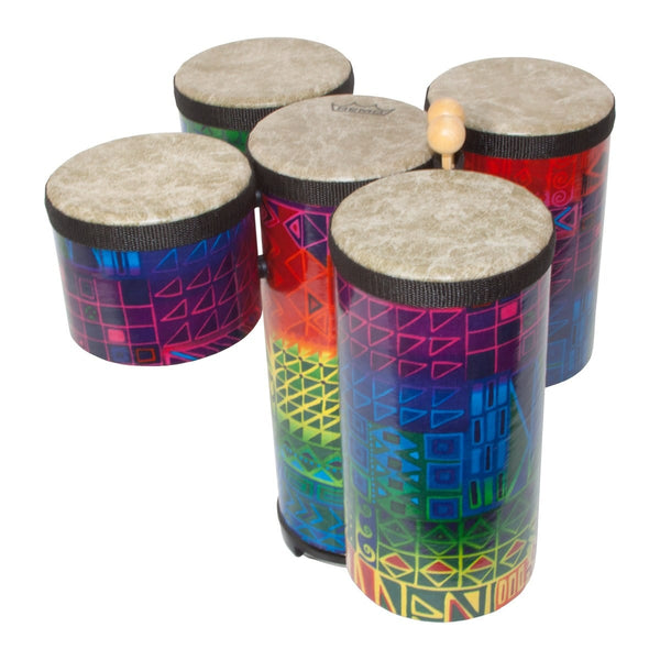 Remo Cluster Drums, Mini, 5 Piece Set, Fabric Rainbow OCEAN DRUM® by Remo 
