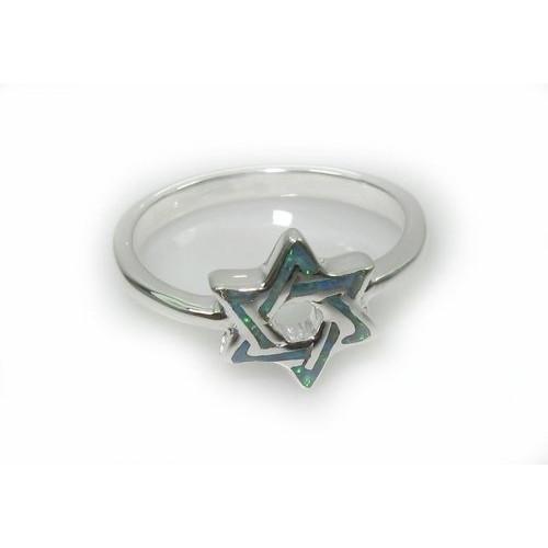 Ring - Star Of David Opal Stone Ring 8 mm 