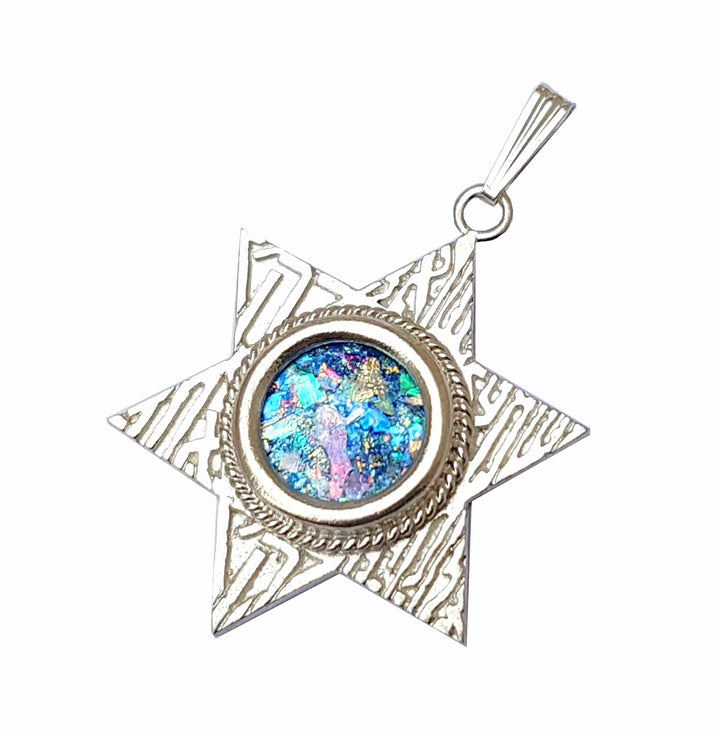 Roman Glass Gold & Silver Star of David Pendants 3 Shema Yisrael Sterling Silver 