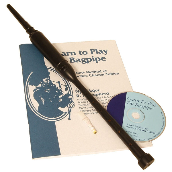 Roosebeck BAGLRB Black Sheesham Practice Chanter w/ Book and CD Bagpipe Practice Chanter 