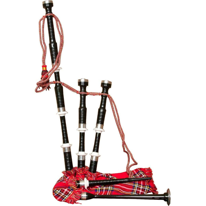 Roosebeck Full Size Sheesham Black Finish Bagpipe w/ Red Tartan Cover Bagpipe Sets 