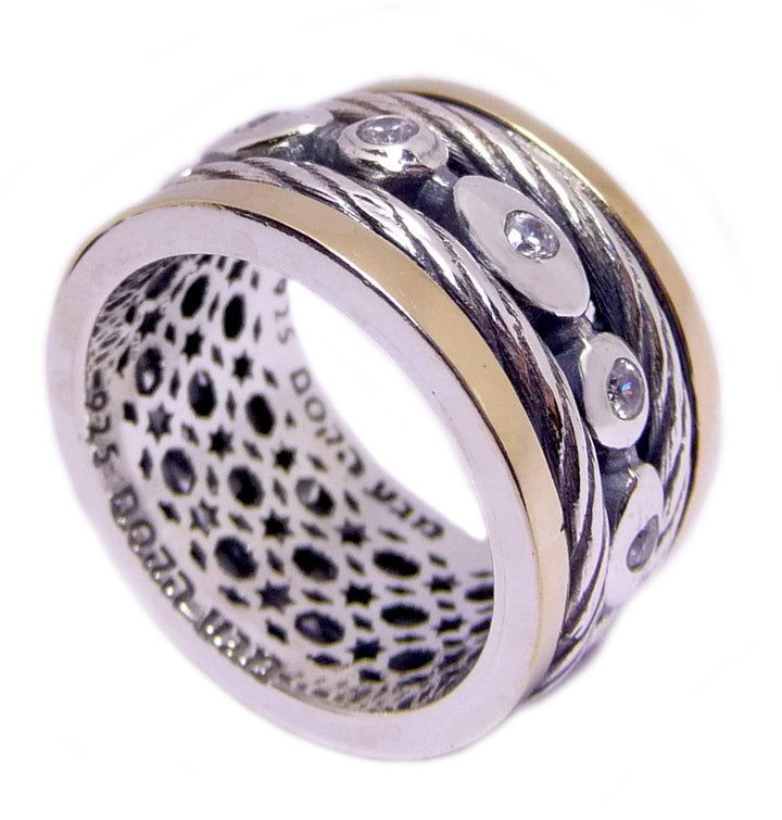 Rotating Silver Ring Inlaid With Zircon 