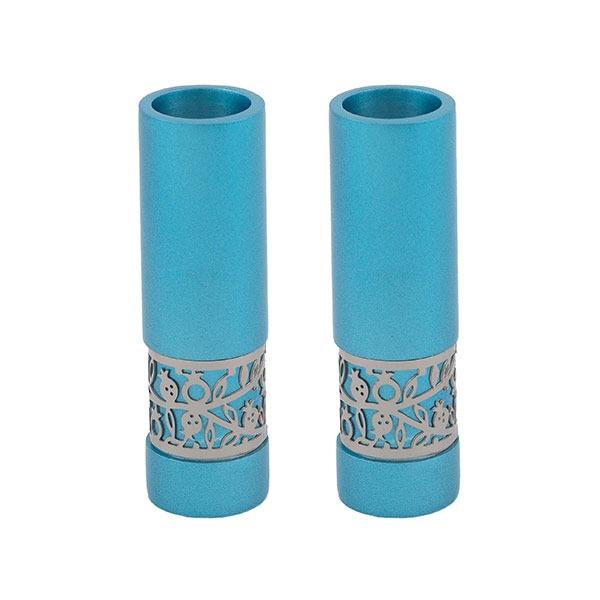Round Candlesticks + Metal Cutout - Turquoise 