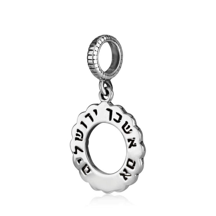 Round Silver Jerusalem Verse Engraved Pendant Charm Jewish Holy Land Temple New Jewish Jewelry 