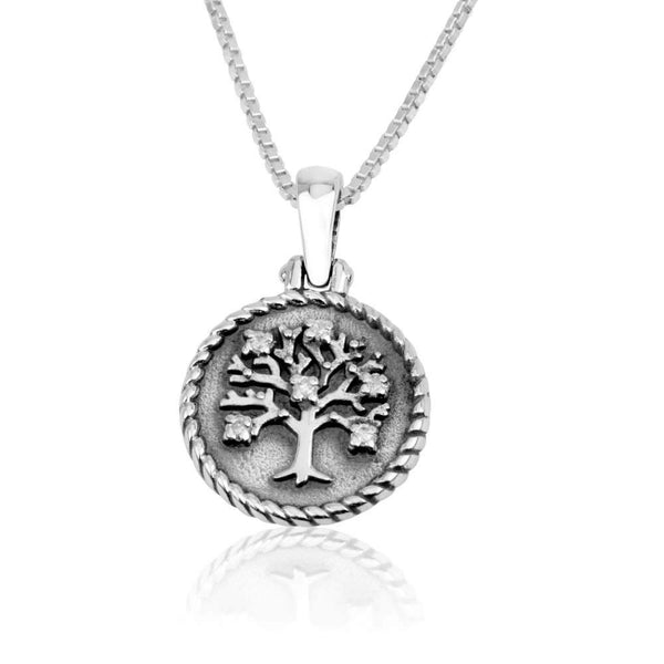 Round Tree Life Torah Zircon Stones Silver Pendant Jewelry Holy Land Gift Box Jewish Jewelry 