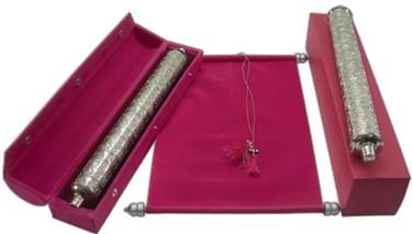 Royal Velvet Scroll Invitations in Colors. Case & Box Set 12 x 8.5" Dark Pink 