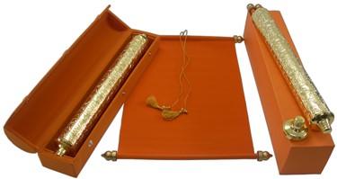 Royal Velvet Scroll Invitations in Colors. Case & Box Set 12 x 8.5" Orange 