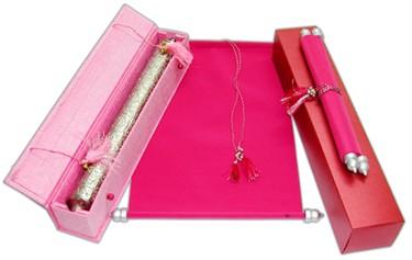 Royal Velvet Scroll Invitations in Colors. Case & Box Set 12 x 8.5" Pink 