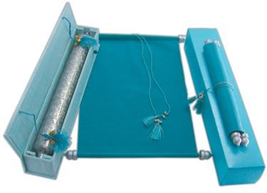 Royal Velvet Scroll Invitations in Colors. Case & Box Set 12 x 8.5" Turquoise 