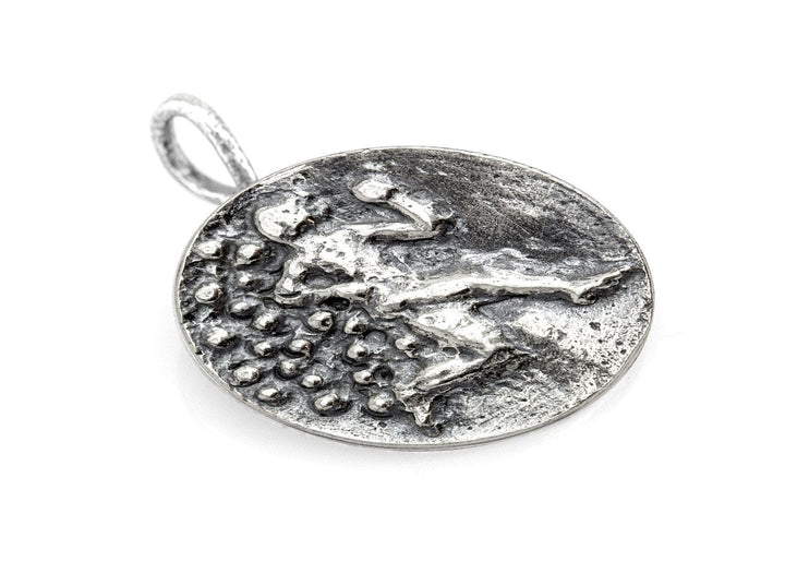 Running Man Freedom Medallion Necklace Pendant 