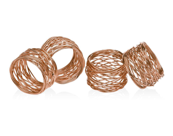 S/4 Copper Hammerd 13" Charger S/4 COPPER RND MESH NAPKN RING 