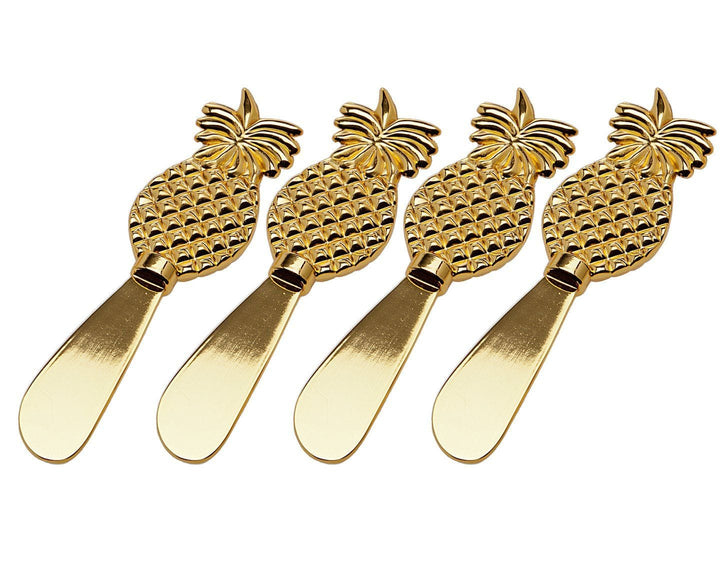 S/4 Gold Hammered 13" Chargers S/4 GOLD PINEAPPLE SPREADERS 