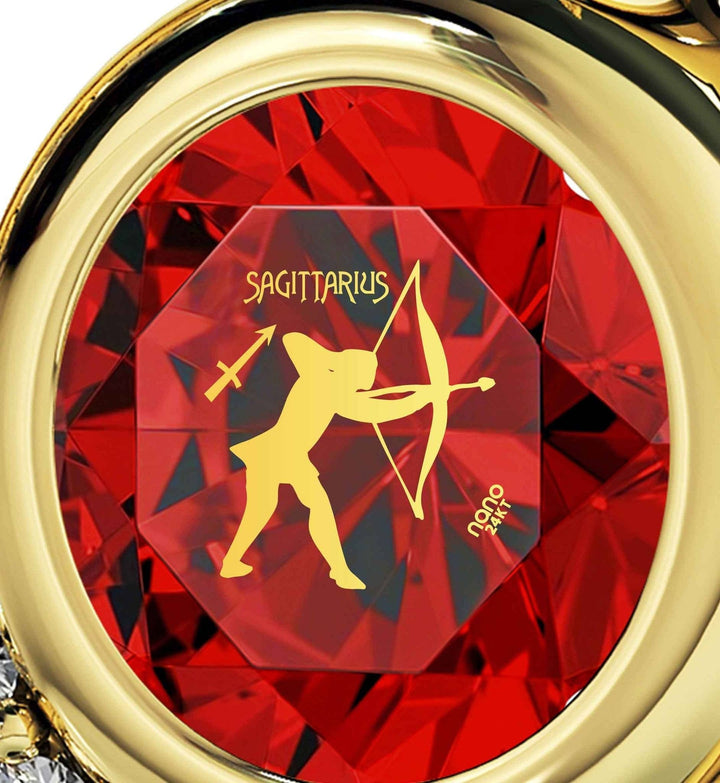 Sagittarius Sign, 14k Gold Diamonds Necklace, Swarovski Necklace 