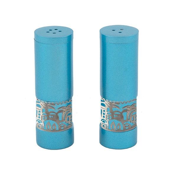 Salt & Pepper Shakers + Metal Cutout Jerusalem - Turquoise 