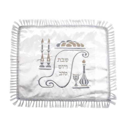 Satin Challah Cover-bottle And Silver Candlestick 48x58 Cm 3436 
