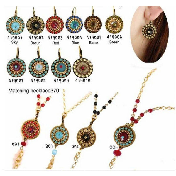 Schez Stone Earrings & Matching Necklace 2 Piece Set 
