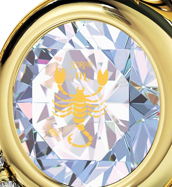 Scorpio Sign, 14k Gold Diamonds Necklace, Swarovski Necklace 