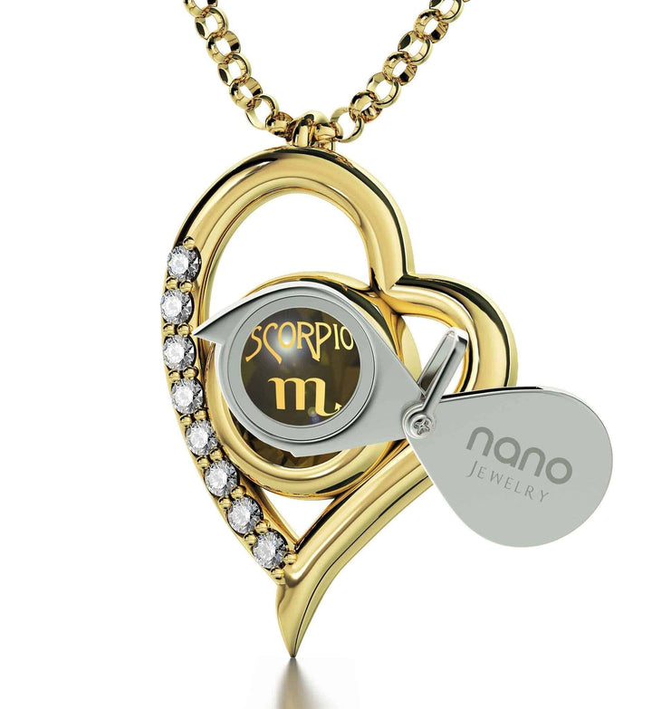 Scorpio Sign, 14k Gold Diamonds Necklace, Swarovski Necklace 