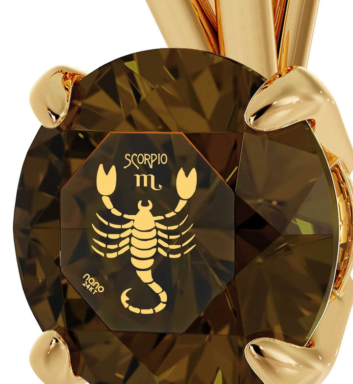 Scorpio Sign, 14k Gold Necklace, Swarovski Necklace 