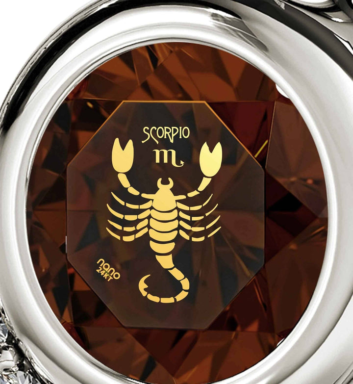 Scorpio Sign, 14k White Gold Diamonds Necklace, Swarovski Necklace 