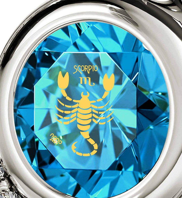 Scorpio Sign, 925 Sterling Silver Necklace, Swarovski Necklace 