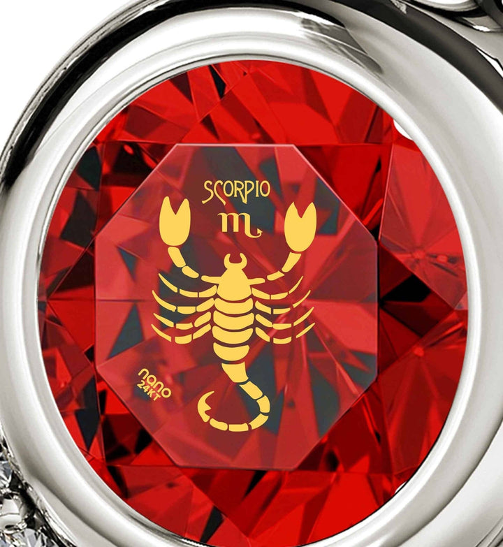 Scorpio Sign, 925 Sterling Silver Necklace, Swarovski Necklace 