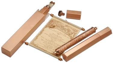 Scroll Invitations - Deluxe Fabric Printed Invites & Case 12 x 8.5" Bronze 