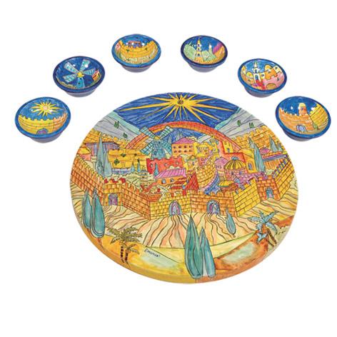 Seder Plate + Six Bowls - Jerusalem Oriental 