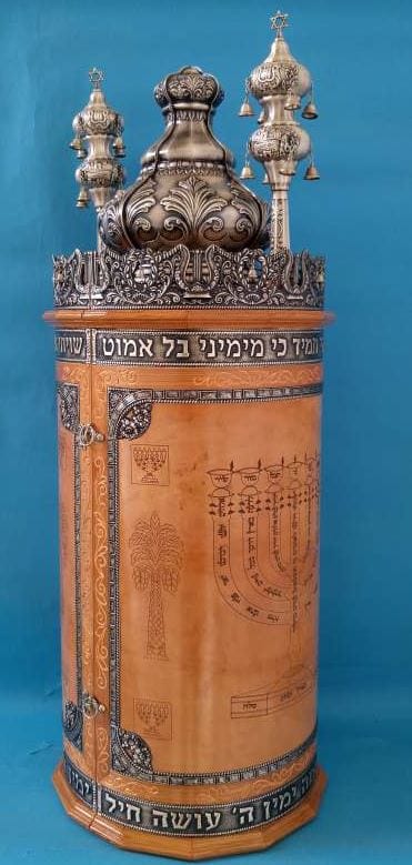 Sephardic Torah Case- Wood & Silver 