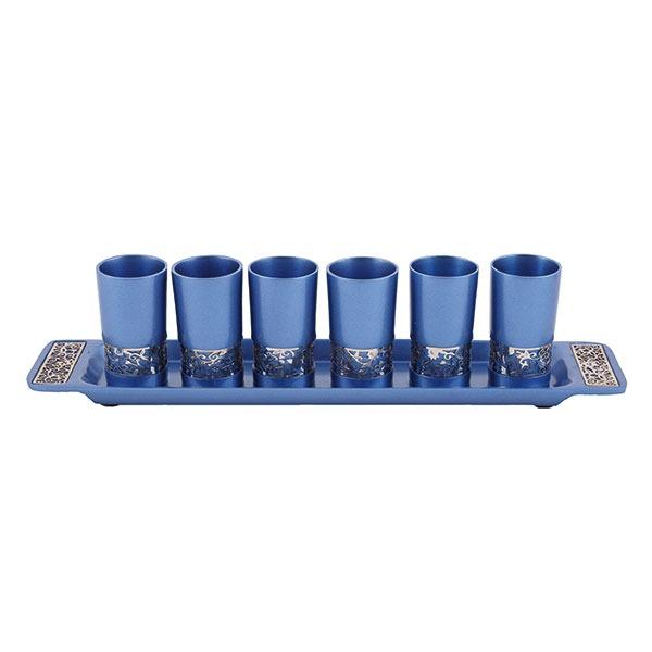 Set 6 Cups with Metal Cutout - Blue 