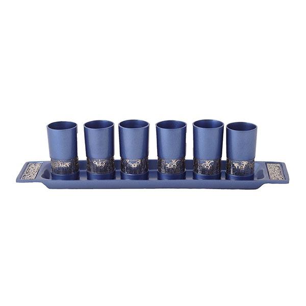 Set 6 Cups with Metal Cutout Jerusalem Blue 