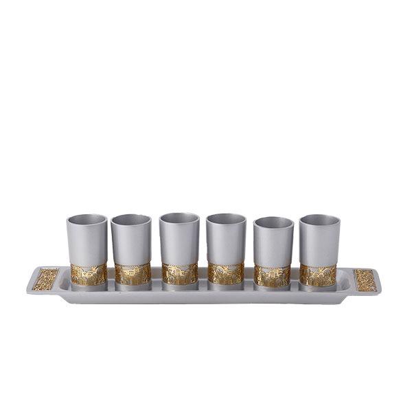 Set 6 Cups with Metal Cutout Jerusalem - Copper + Aluminium 
