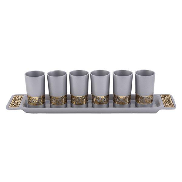 Set 6 Cups with Metal Cutout - Silver 