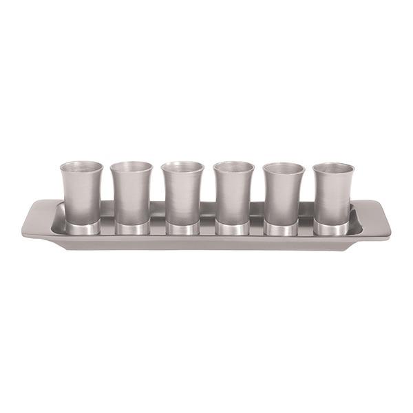 Set of 6 Small Cups + Tray - Aluminium Neutral 