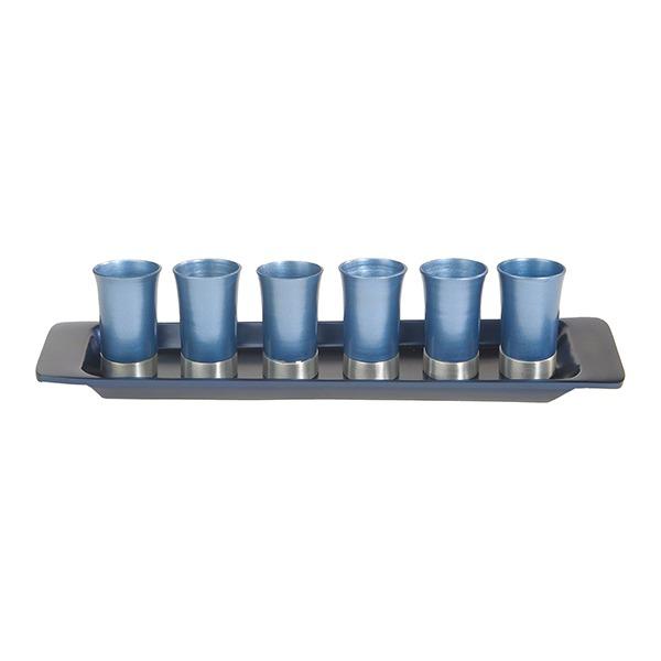 Set of 6 Small Cups + Tray - Blue 