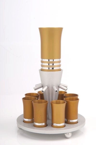 SET OF 8 CUPS Kiddush Cup Gold - fountain002 