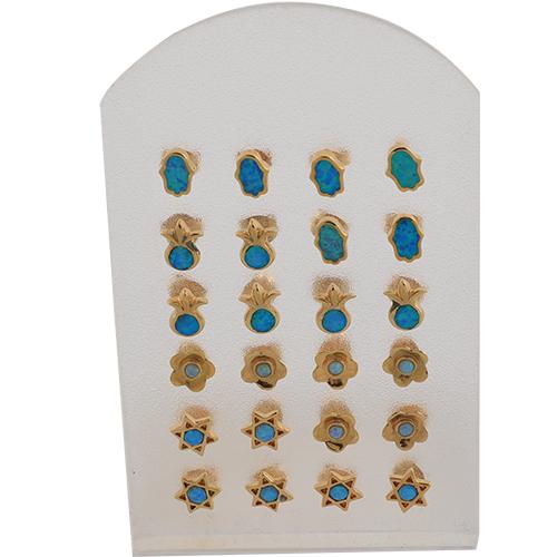 Set Of Earrings- Assorted Designs With Turquoise Opal Stone (12) 4628 