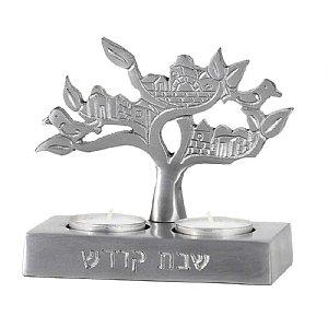 Shabbat Twin Tea Light Candle Holder - Tree of Life 